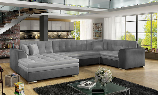 Corner Sleeper Sofa Damario 4 | size: Width: 338cm, Height: 78cm, Depth: 189cm | color: Monolith | image: 1 | variant: 1015425