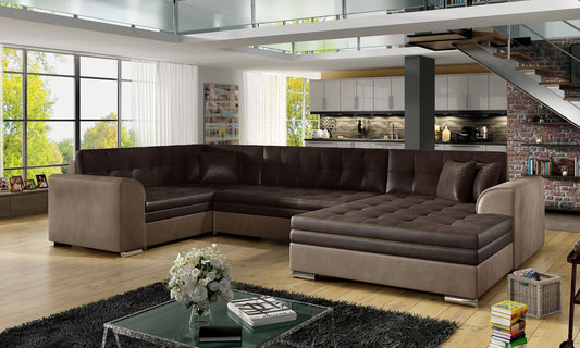 Corner Sleeper Sofa Damario 6 | size: Width: 338cm, Height: 78cm, Depth: 189cm | color: Monolith | image: 1 | variant: 1015427