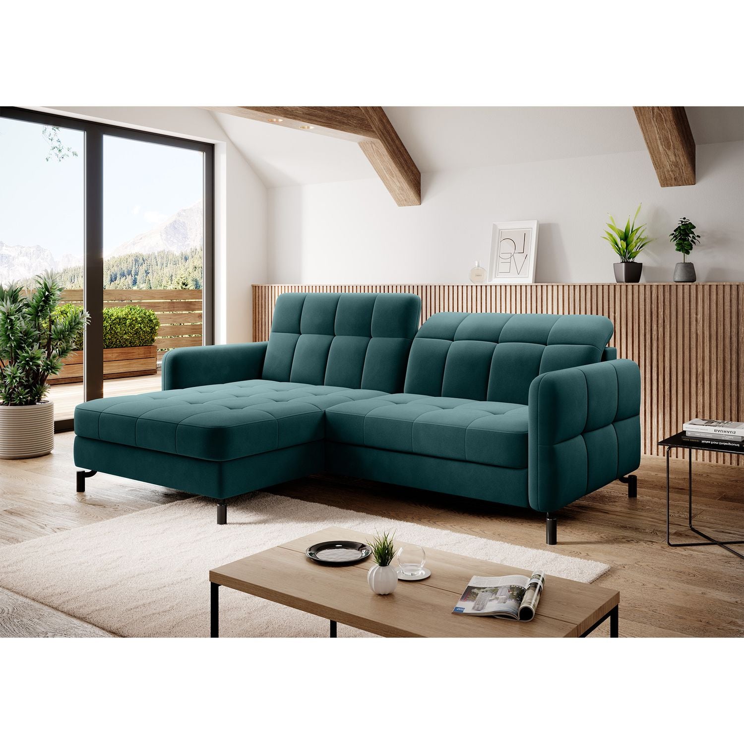 Corner Sleeper Sofa East Pittsburgh 15 | size: Width: 225cm, Height: 105cm, Depth: 160cm | color: Mat/Velvet | image: 1 | variant: 1016938