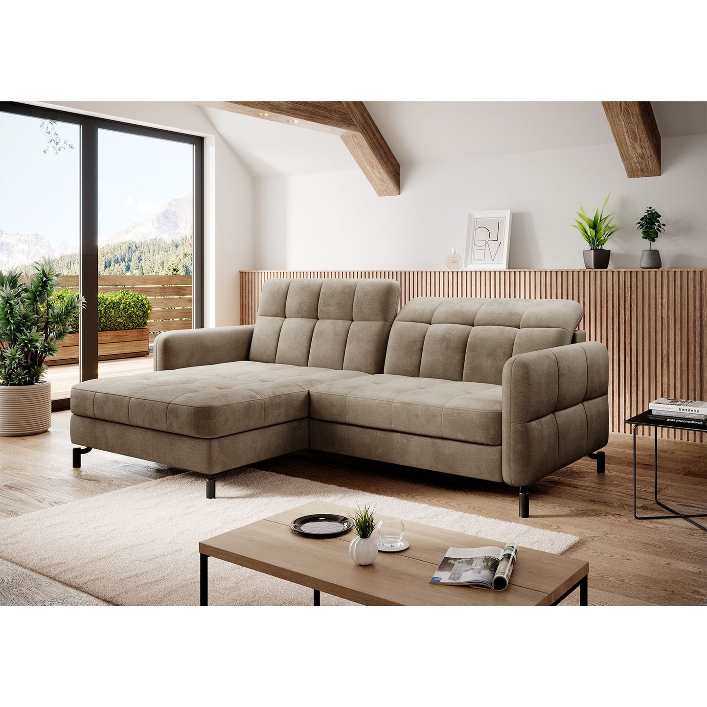 Corner Sleeper Sofa East Pittsburgh 21 | size: Width: 225cm, Height: 105cm, Depth: 160cm | color: Beige | image: 1 | variant: 1016944