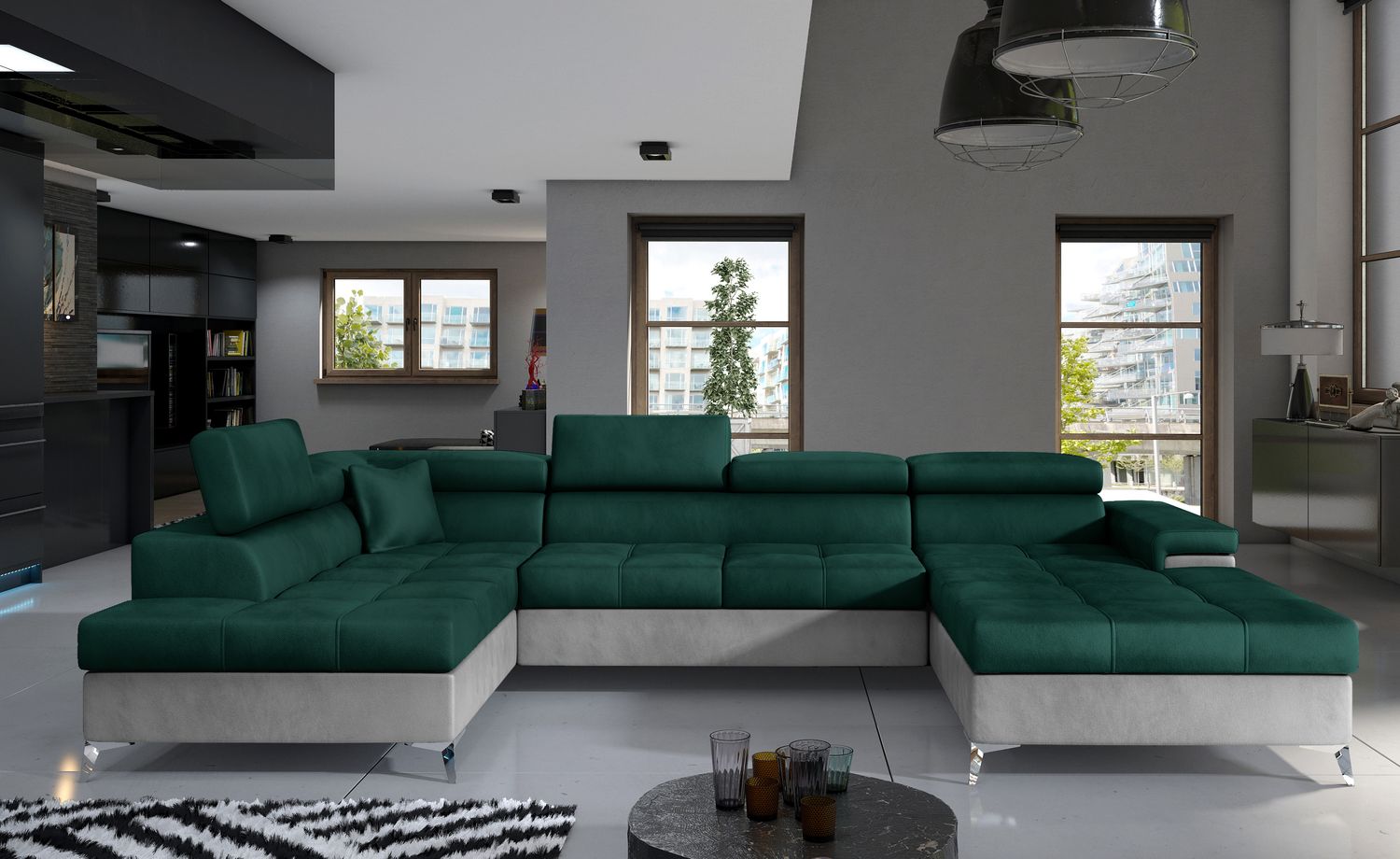 Corner Sleeper Sofa Eduardo 2 | size: Width: 345cm, Height: 90cm, Depth: 60cm | color: Monolith | image: 1 | variant: 1015440