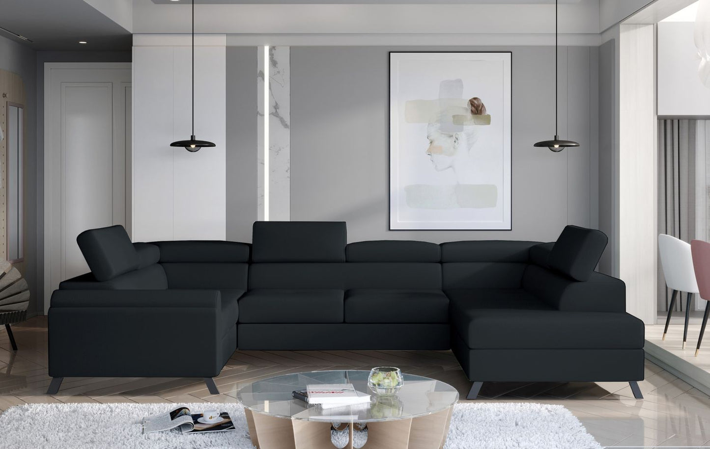 Corner Sleeper Sofa Escada 22 | size: Width: 330cm, Height: 98cm, Depth: 200cm | color: Monolith | image: 1 | variant: 1015585