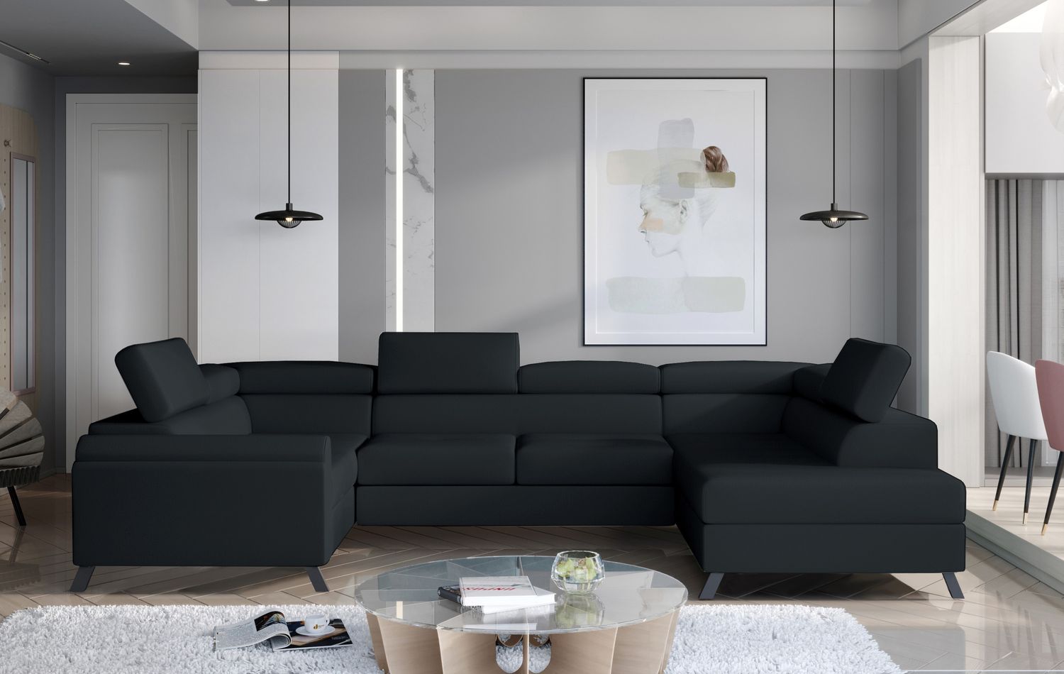 Corner Sleeper Sofa Escada 22 | size: Width: 330cm, Height: 98cm, Depth: 200cm | color: Monolith | image: 1 | variant: 1015585
