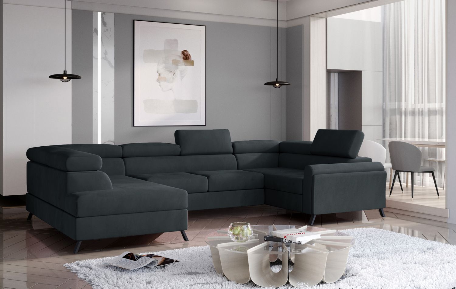 Corner Sleeper Sofa Escada 4 | size: Width: 330cm, Height: 98cm, Depth: 200cm | color: Monolith | image: 1 | variant: 1015567