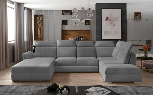 Corner Sleeper Sofa Evanell 31 | size: Width: 336cm, Height: 102cm, Depth: 216cm | color: Monolith | image: 1 | variant: 1015638