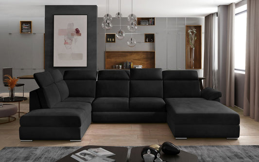 Corner Sleeper Sofa Evanell 42 | size: Width: 336cm, Height: 102cm, Depth: 216cm | color: Mat/Velvet | image: 1 | variant: 1015649