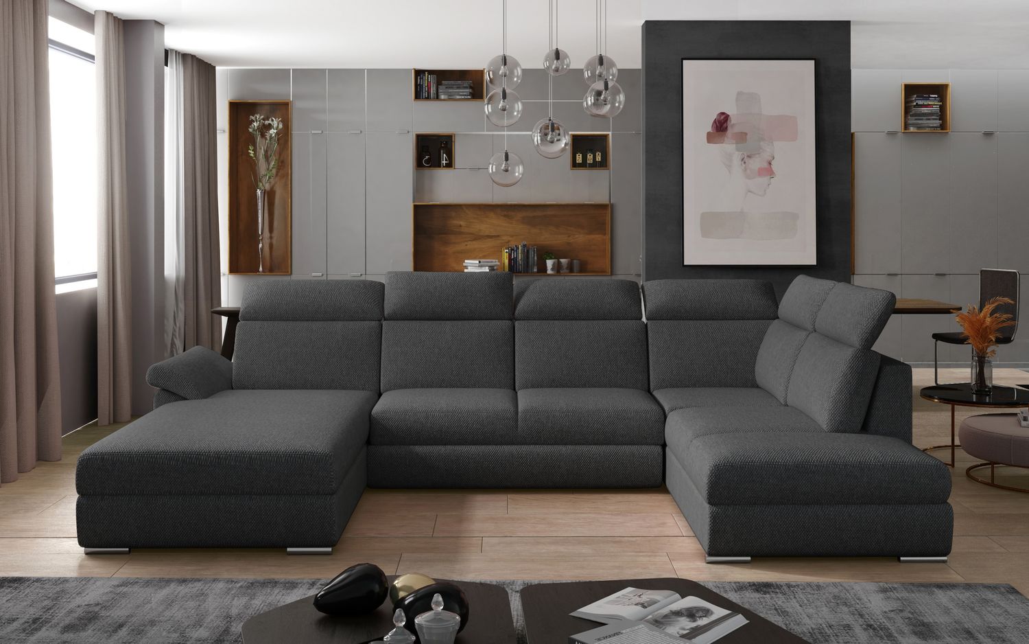 Corner Sleeper Sofa Evanell 8 | size: Width: 336cm, Height: 102cm, Depth: 216cm | color: Inari | image: 1 | variant: 1015615