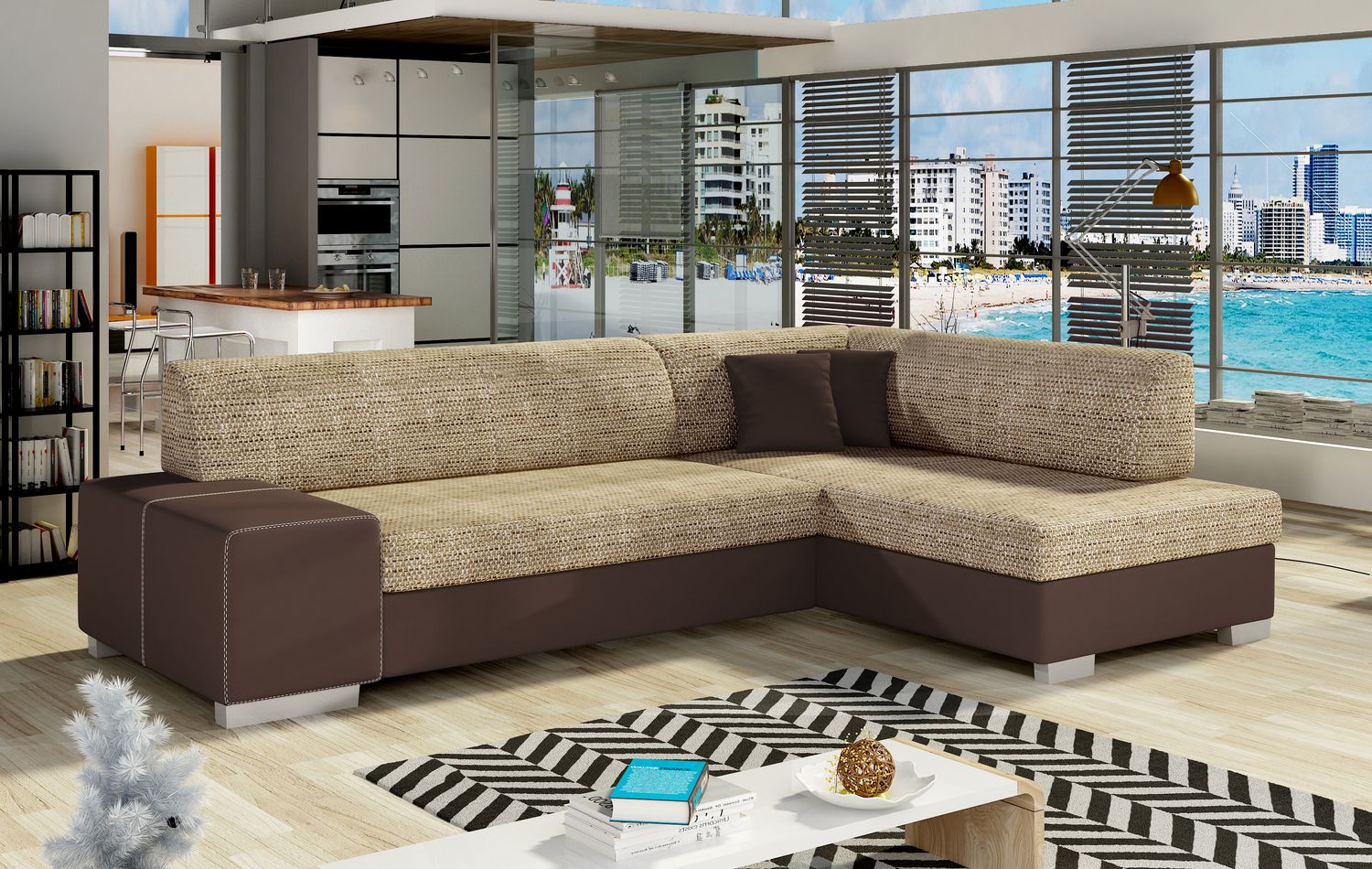 Corner Sleeper Sofa Fabio 14 | size: Width: 268cm, Height: 73cm, Depth: 167cm | color: Berlin/Soft | image: 1 | variant: 1015671