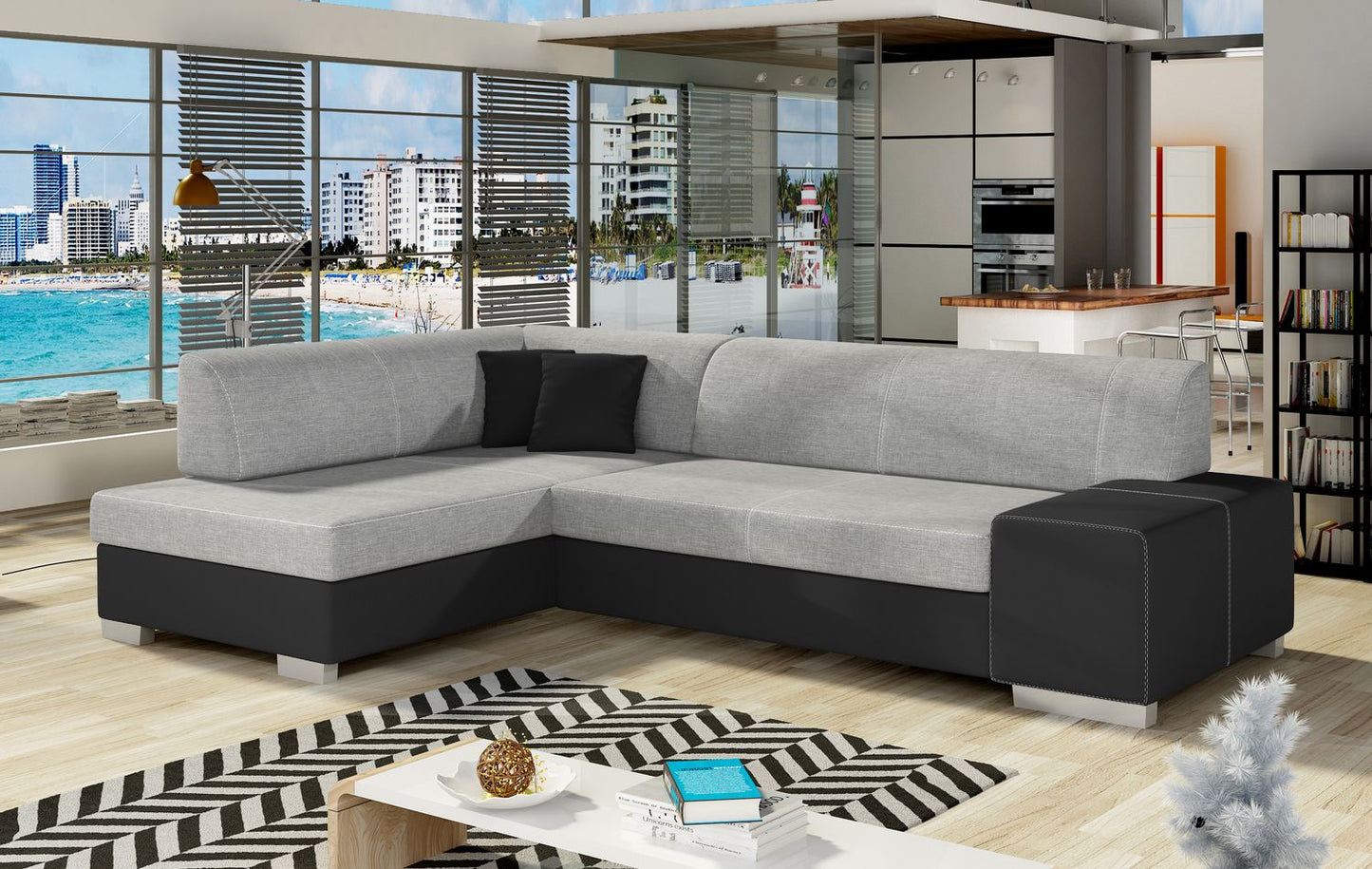Corner Sleeper Sofa Fabio 18 | size: Width: 268cm, Height: 73cm, Depth: 167cm | color: Sawana/Soft | image: 1 | variant: 1015675