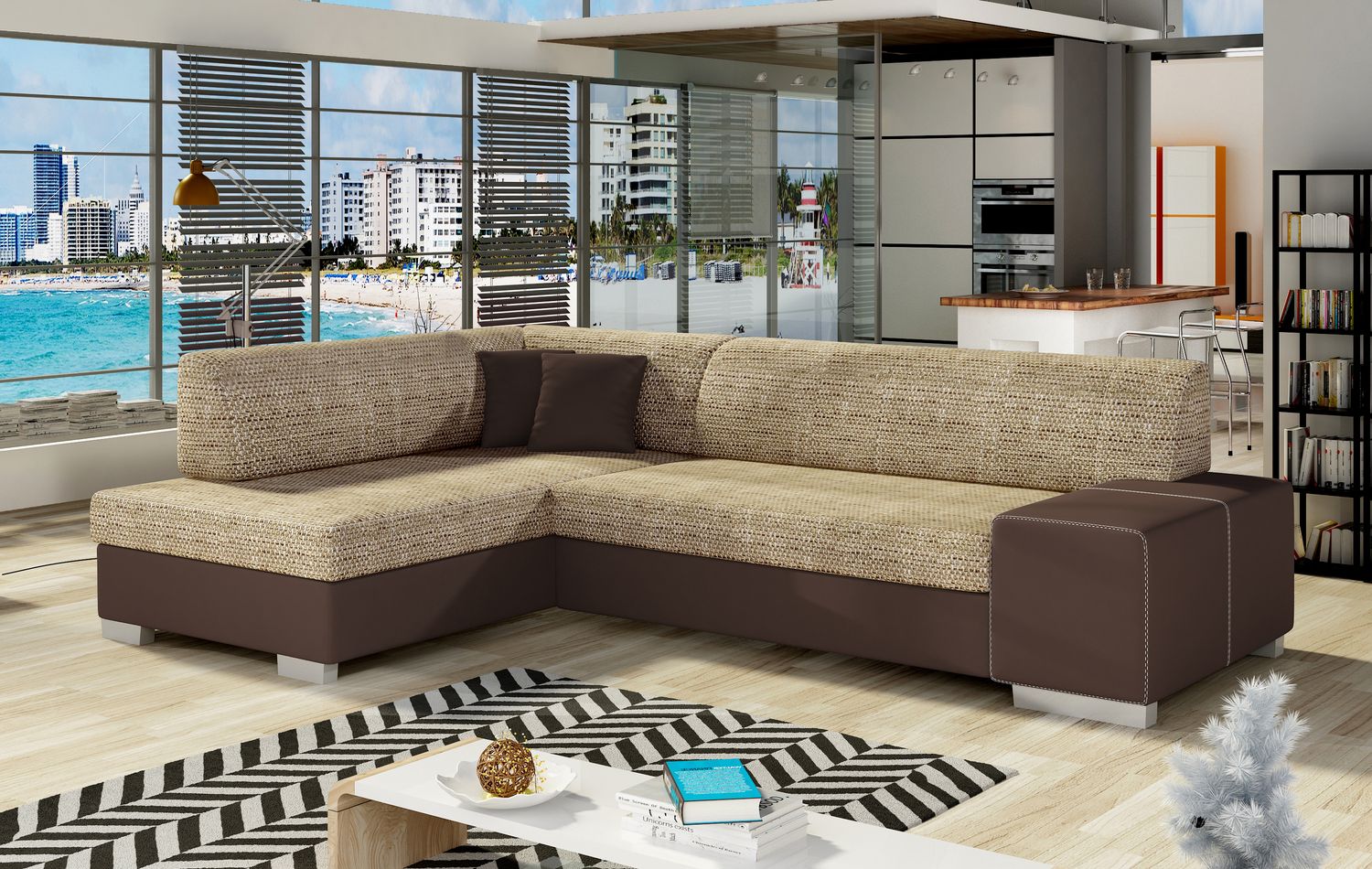 Corner Sleeper Sofa Fabio 8 | size: Width: 268cm, Height: 73cm, Depth: 167cm | color: Berlin/Soft | image: 1 | variant: 1015665