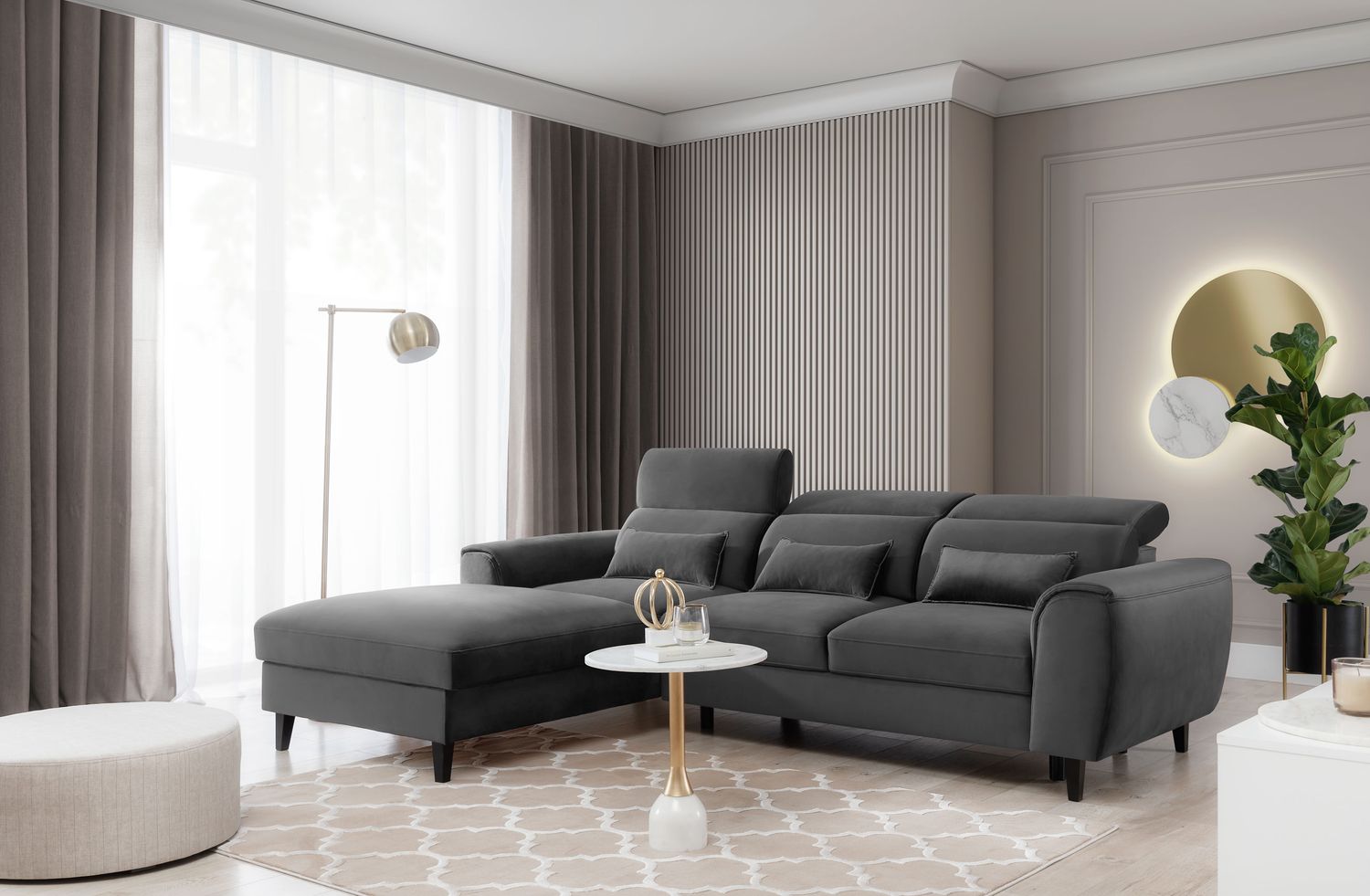 Corner Sleeper Sofa Foble 1 | size: Width: 267cm, Height: 100cm, Depth: 196cm | color: Nube | image: 1 | variant: 1014483