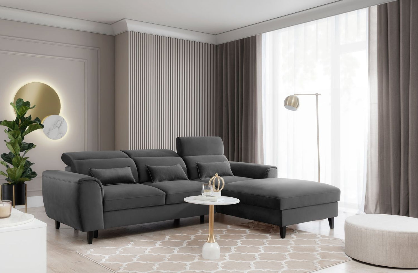 Corner Sleeper Sofa Foble 12 | size: Width: 267cm, Height: 100cm, Depth: 196cm | color: Nube | image: 1 | variant: 1014494