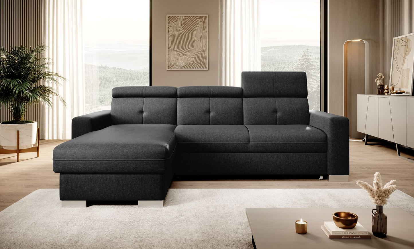 Corner Sleeper Sofa Fresia 17 | size: Width: 247cm, Height: 104cm, Depth: 176cm | color: Flores | image: 1 | variant: 1014521
