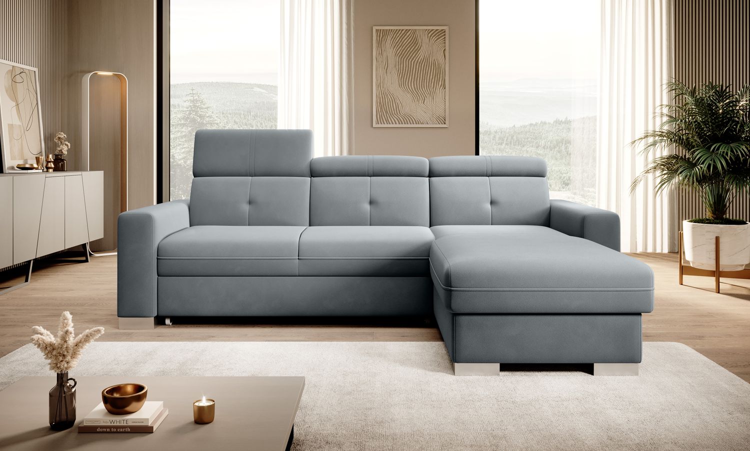 Corner Sleeper Sofa Fresia 47 | size: Width: 247cm, Height: 104cm, Depth: 176cm | color: Velvetmat | image: 1 | variant: 1014551