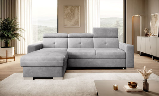 Corner Sleeper Sofa Fresia | size: Width: 247cm, Height: 104cm, Depth: 176cm | color: Nube | image: 1 | variant: 1014504