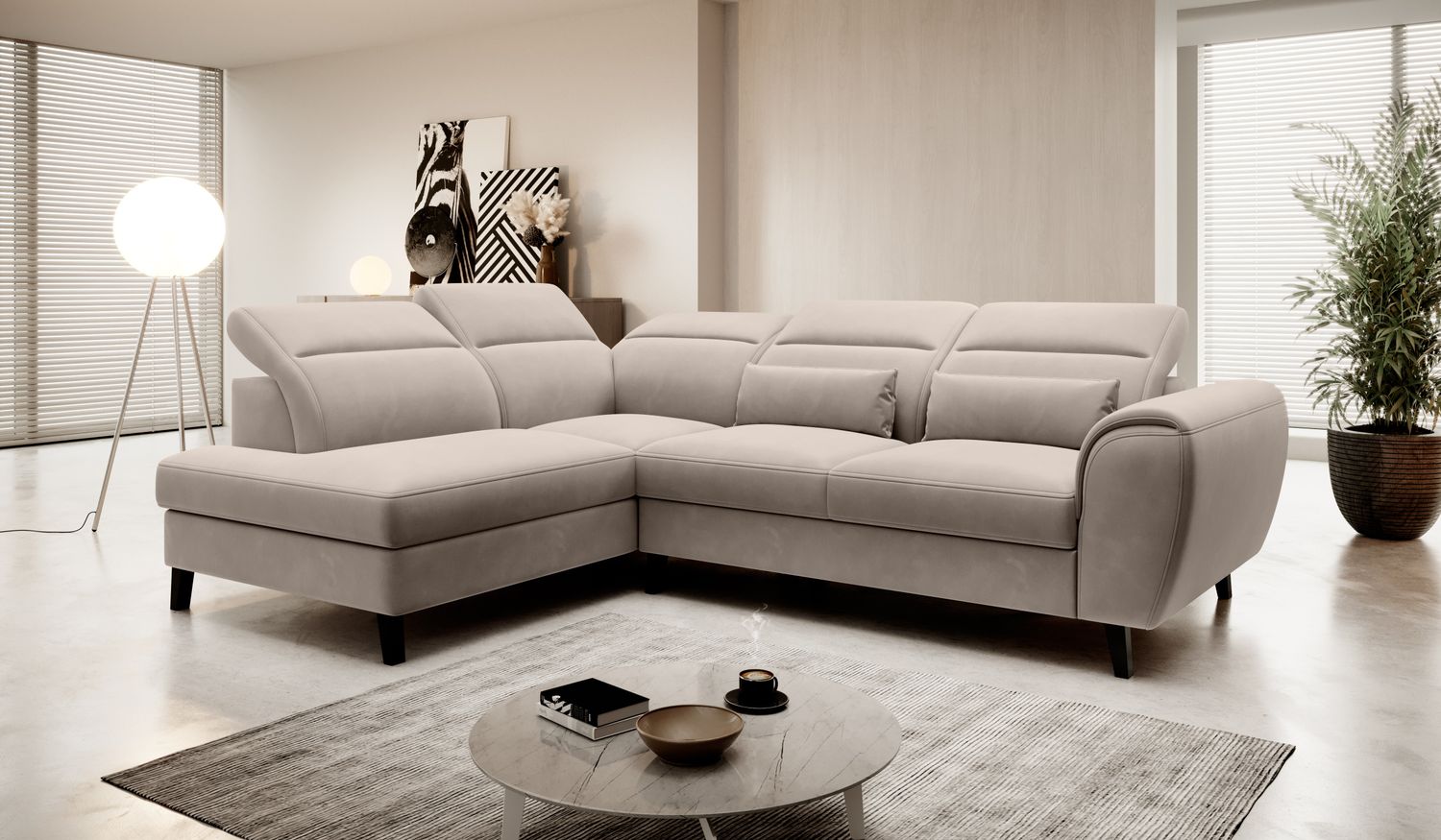 Corner Sleeper Sofa Gainsborough 21 | size: Width: 255cm, Height: 100cm, Depth: 201cm | color: Sola | image: 1 | variant: 1016018