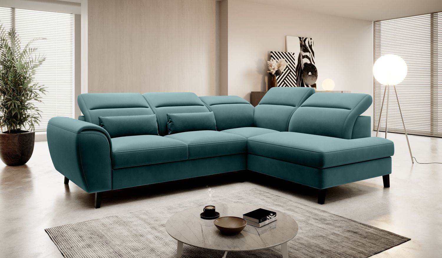 Corner Sleeper Sofa Gainsborough 77 | size: Width: 255cm, Height: 100cm, Depth: 201cm | color: Velvetmat | image: 1 | variant: 1016074
