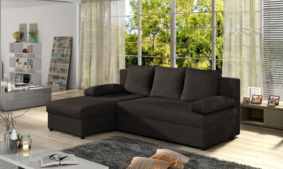 Corner Sleeper Sofa Gino | size: Width: 206cm, Height: 90cm, Depth: 146cm | color: Brown | image: 1 | variant: 1001160