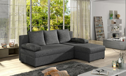 Corner Sleeper Sofa Gino | size: Width: 206cm, Height: 90cm, Depth: 146cm | color: Gray | image: 1 | variant: 1001157