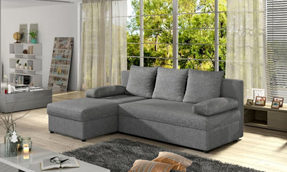 Corner Sleeper Sofa Gino | size: Width: 206cm, Height: 90cm, Depth: 146cm | color: Gray | image: 1 | variant: 1001159