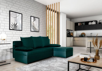Corner Sleeper Sofa Gino | size: Width: 206cm, Height: 90cm, Depth: 146cm | color: Green | image: 0 | variant: 1001161