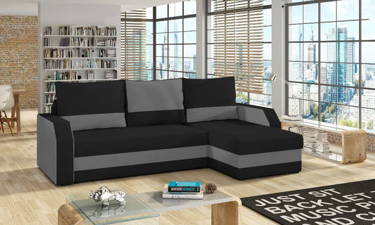 Corner Sleeper Sofa Giulio | size: Width: 237cm, Height: 90cm, Depth: 150cm | color: Black/Grey | image: 0 | variant: 1001220
