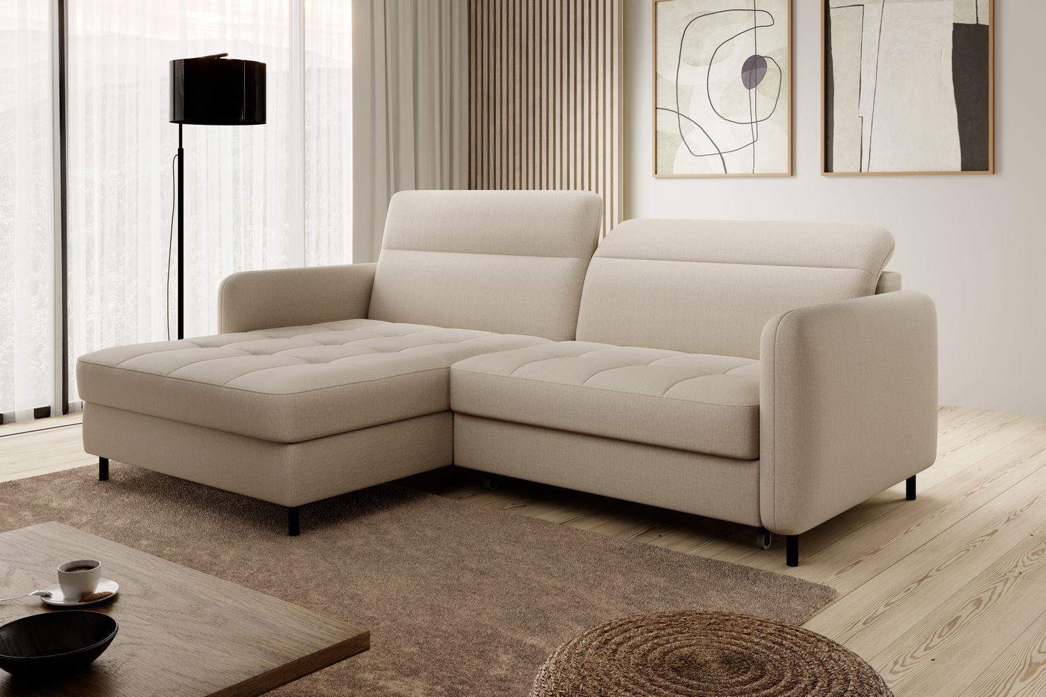 Corner Sleeper Sofa Gomsi 11 | size: Width: 228cm, Height: 100cm, Depth: 165cm | color: Manhattan | image: 1 | variant: 1014593