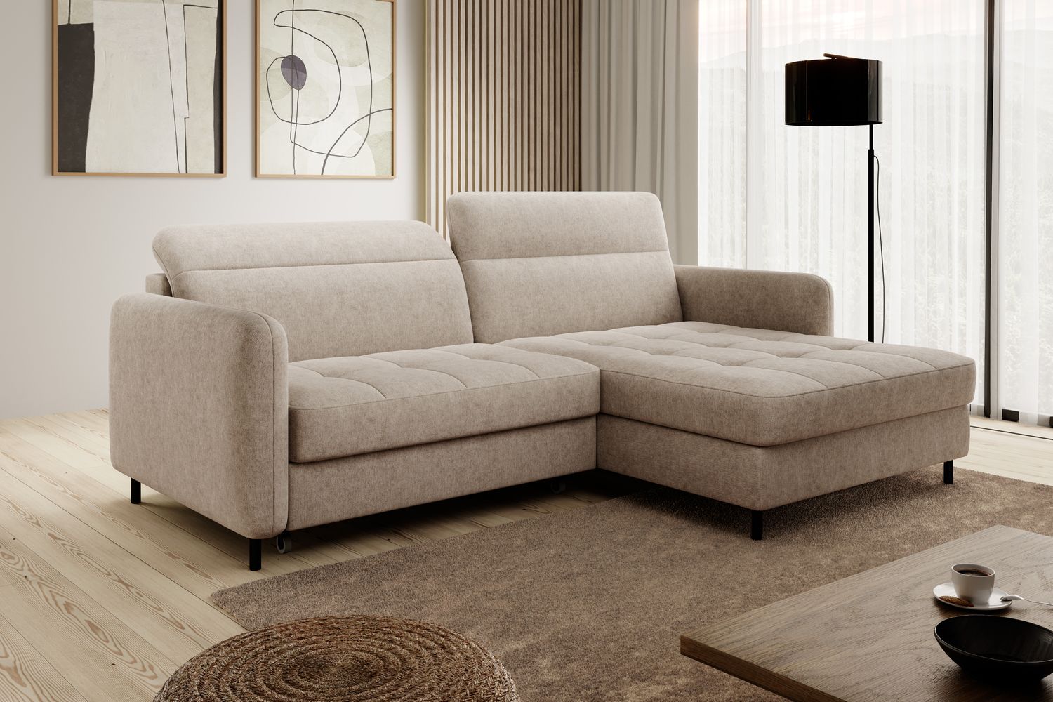 Corner Sleeper Sofa Gomsi 31 | size: Width: 228cm, Height: 100cm, Depth: 165cm | color: Raquel | image: 1 | variant: 1014613