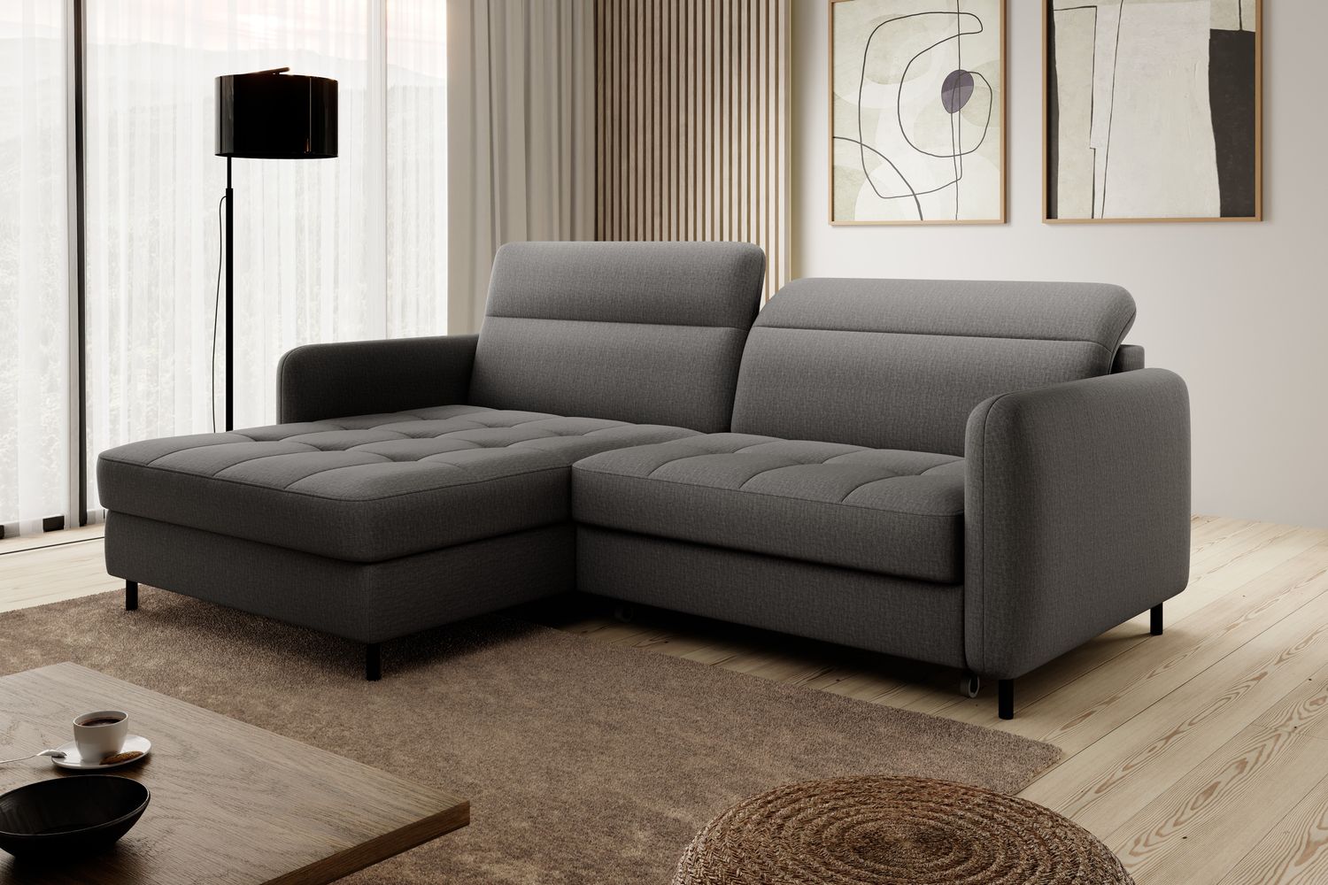 Corner Sleeper Sofa Gomsi 9 | size: Width: 228cm, Height: 100cm, Depth: 165cm | color: Manhattan | image: 1 | variant: 1014591
