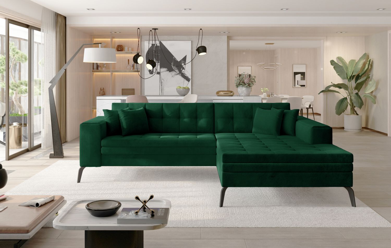 Corner Sleeper Sofa Grantown | size: Width: 292cm, Height: 80cm, Depth: 196cm | color: Green | image: 1 | variant: 1014993