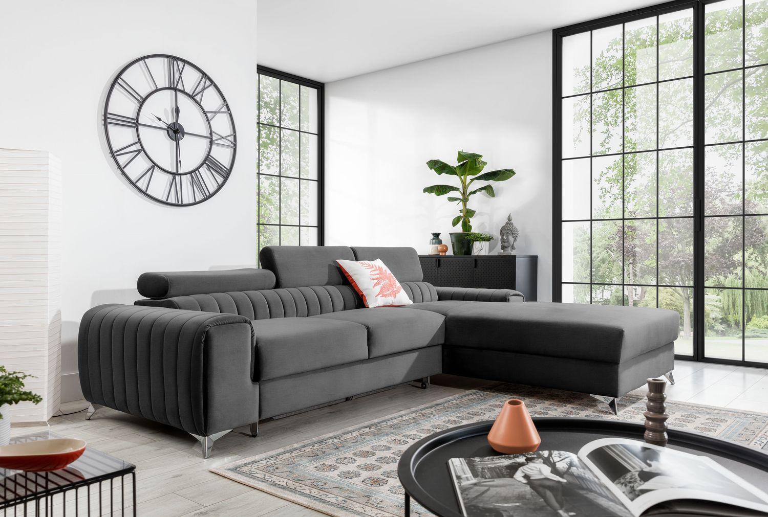 Corner Sleeper Sofa Grayson 28 | size: Width: 275cm, Height: 98cm, Depth: 205cm | color: Nube | image: 1 | variant: 1014649