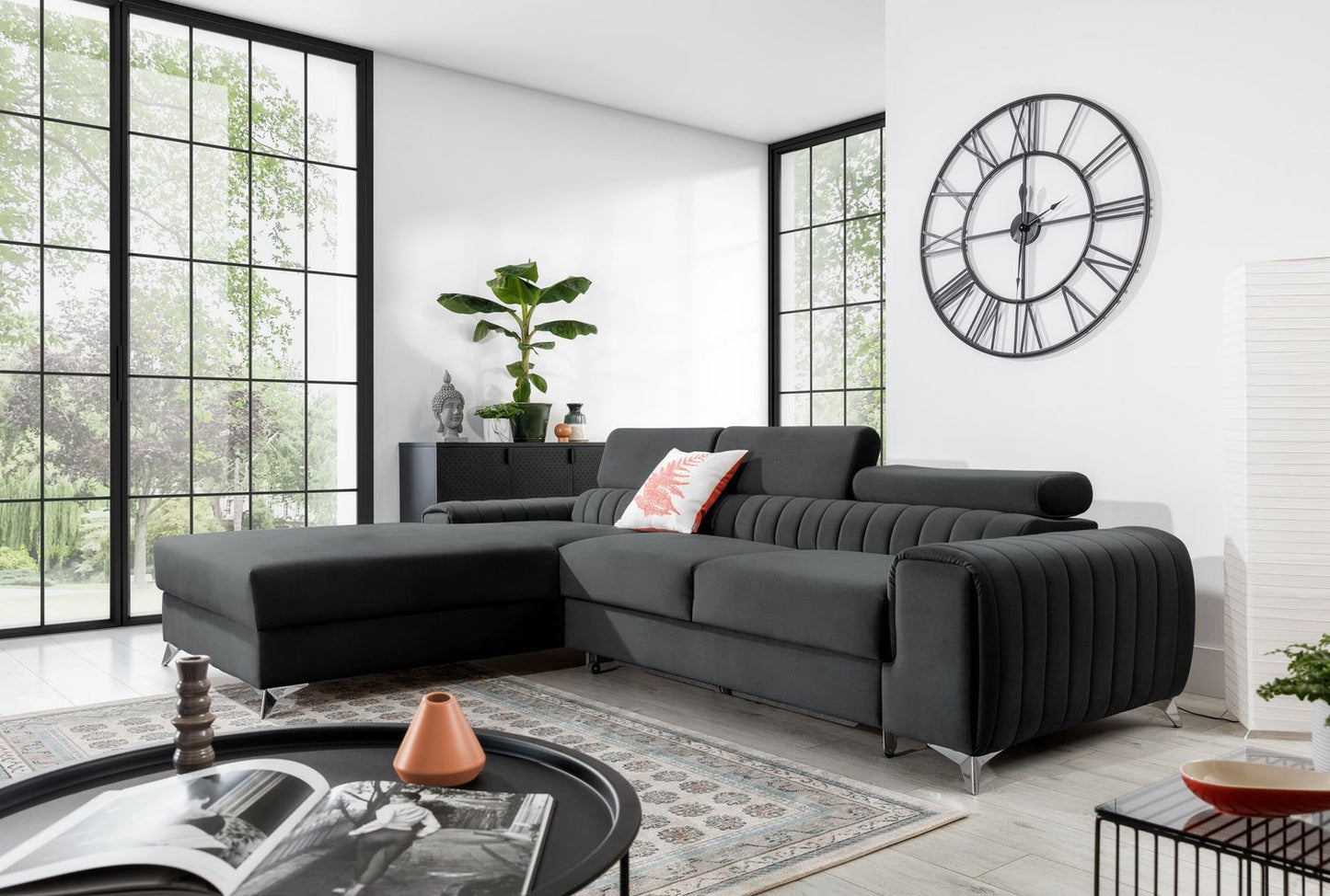 Corner Sleeper Sofa Grayson 5 | size: Width: 205cm, Height: 98cm, Depth: 55cm | color: Nube | image: 1 | variant: 1014626