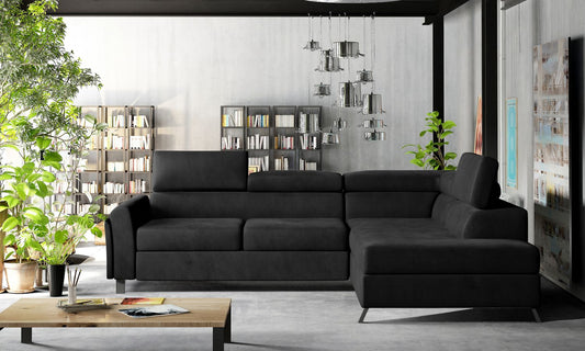 Corner Sleeper Sofa Hereford 1 | size: Width: 265cm, Height: 95cm, Depth: 200cm | color: Mat/Velvet | image: 1 | variant: 1016674