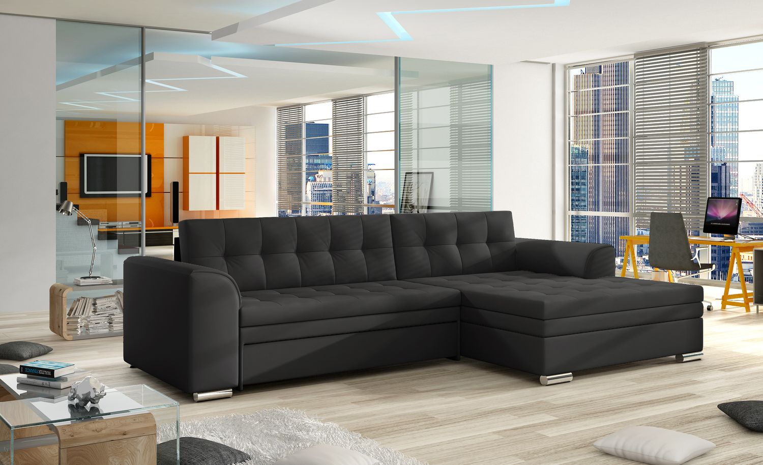 Corner Sleeper Sofa Hexham 15 | size: Width: 275cm, Height: 78cm, Depth: 165cm | color: Soft | image: 1 | variant: 1015205