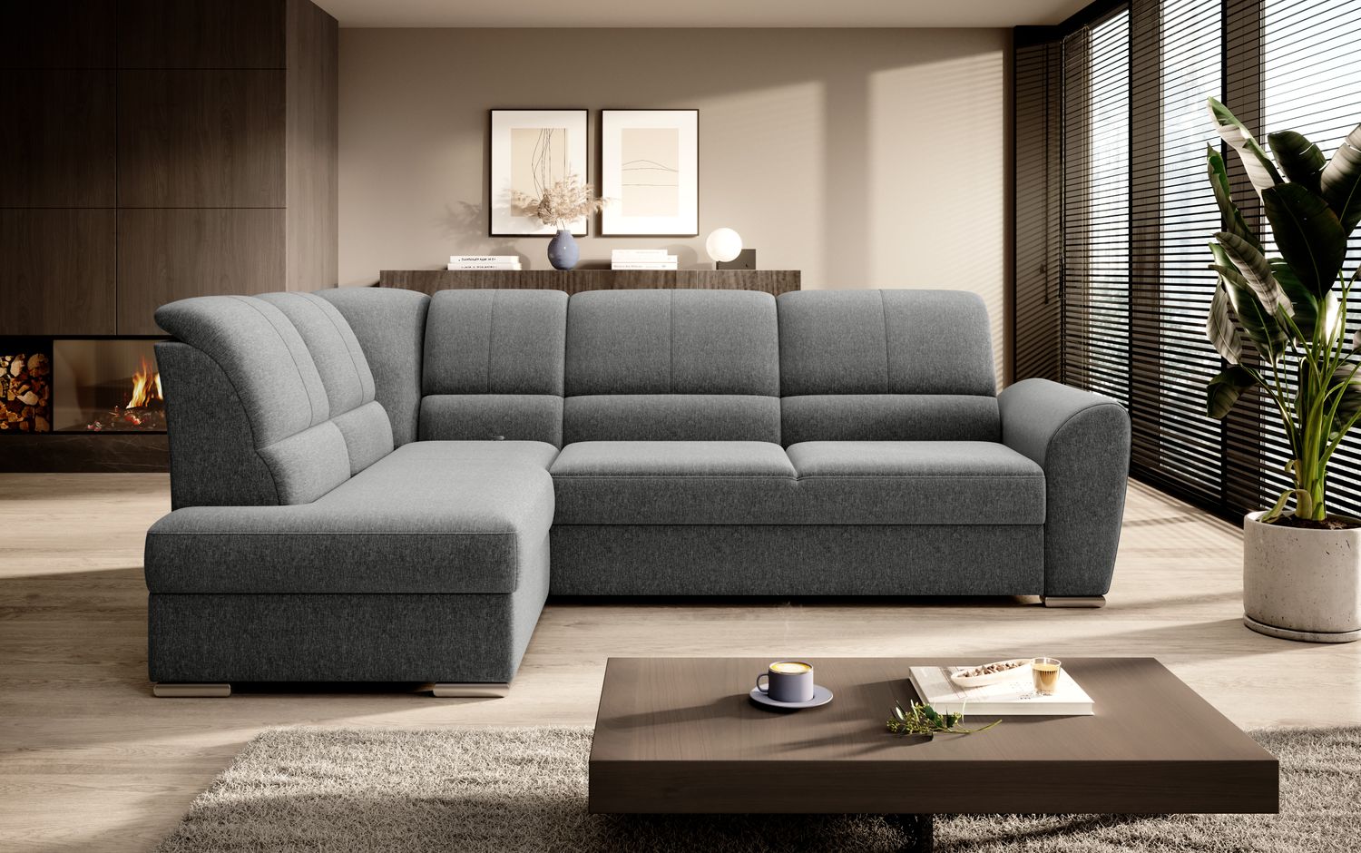 Corner Sleeper Sofa Horncastle 1 | size: Width: 270cm, Height: 93cm, Depth: 186cm | color: Flores | image: 1 | variant: 1016215