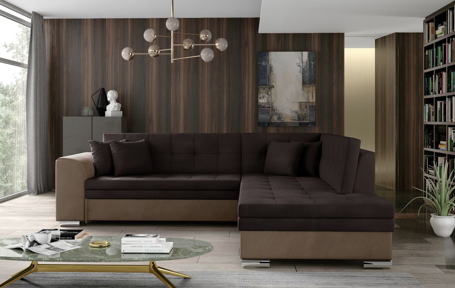 Corner Sleeper Sofa Kettering 76 | size: Width: 260cm, Height: 80cm, Depth: 58cm | color: Monolith | image: 1 | variant: 1017306
