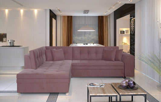 Corner Sleeper Sofa Kettering 8 | size: Width: 260cm, Height: 80cm, Depth: 58cm | color: Mat/Velvet | image: 1 | variant: 1017238
