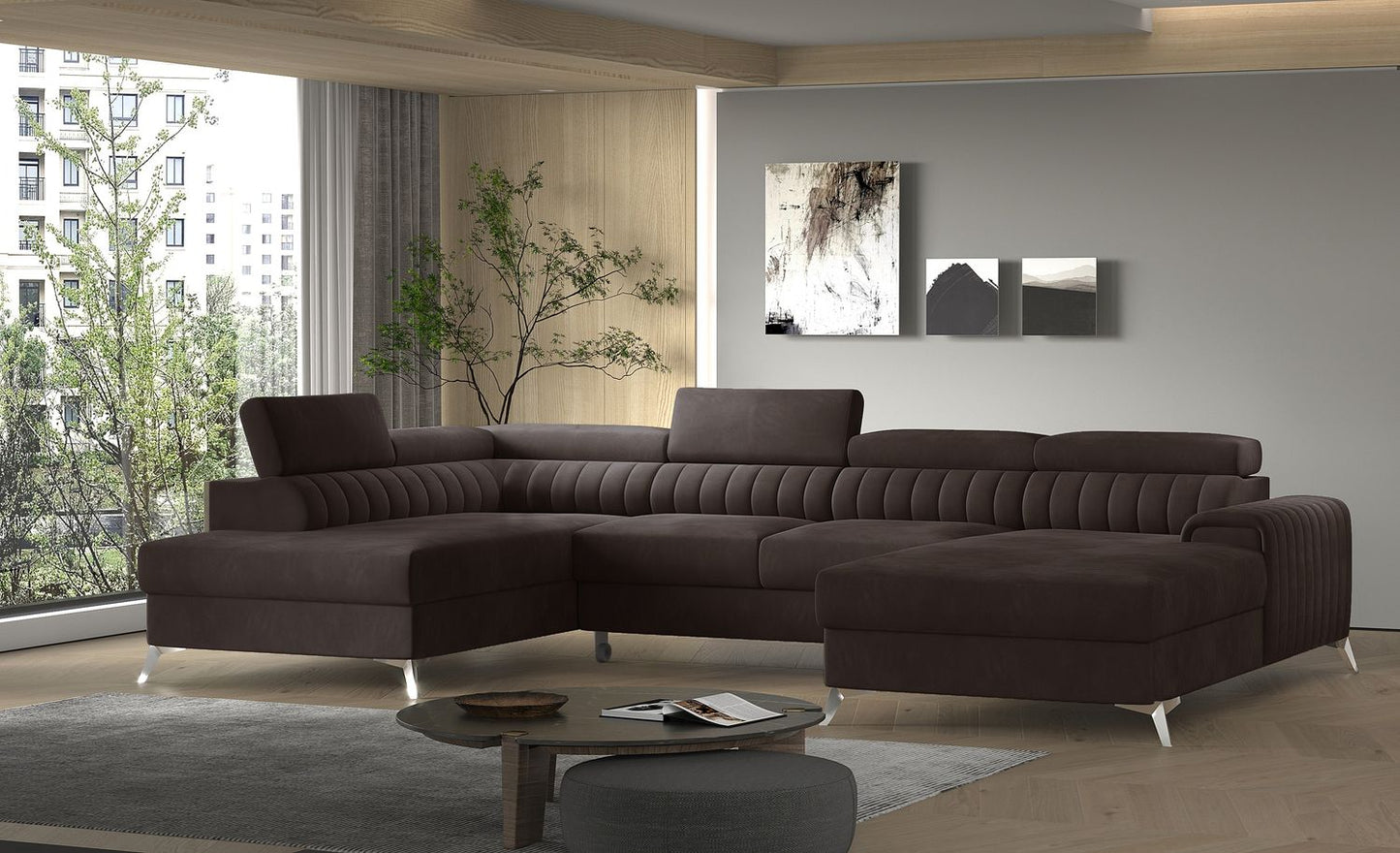 Corner Sleeper Sofa Lacante 12 | size: Width: 354cm, Height: 92cm, Depth: 202cm | color: Velvetmat | image: 1 | variant: 1014729
