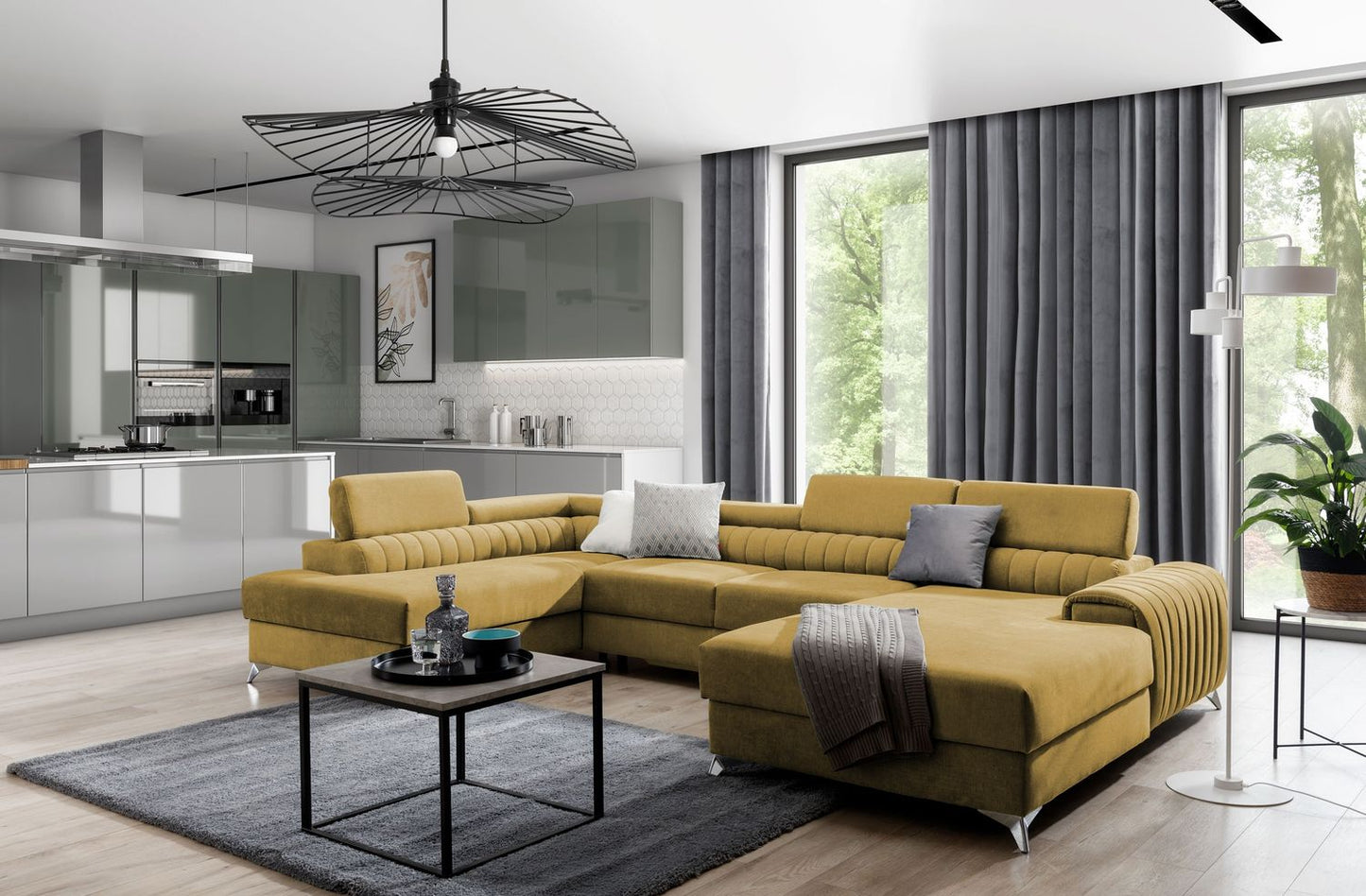 Corner Sleeper Sofa Lacante 17 | size: Width: 354cm, Height: 92cm, Depth: 202cm | color: Gojo | image: 1 | variant: 1014734