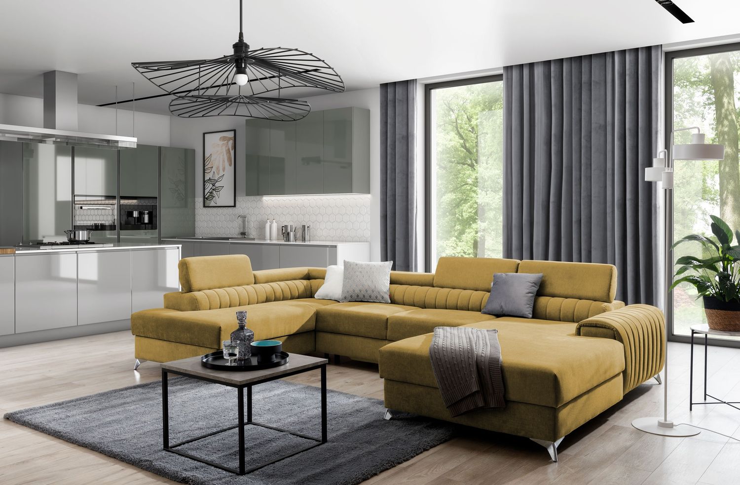 Corner Sleeper Sofa Lacante 17 | size: Width: 354cm, Height: 92cm, Depth: 202cm | color: Gojo | image: 1 | variant: 1014734