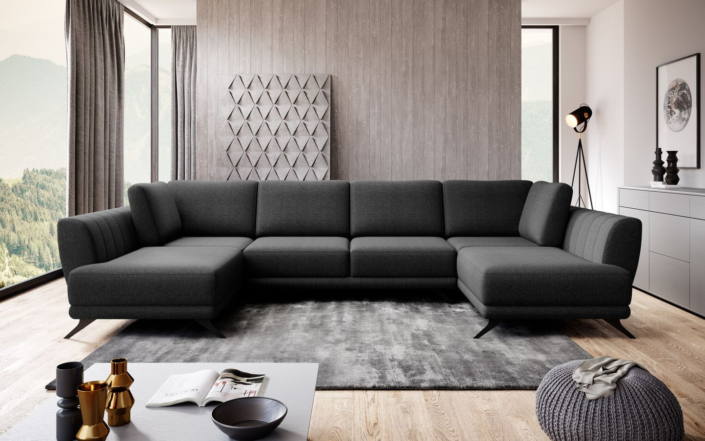 Corner Sleeper Sofa Larco 17 | size: Width: 362cm, Height: 90cm, Depth: 191cm | color: Flores | image: 1 | variant: 1014691