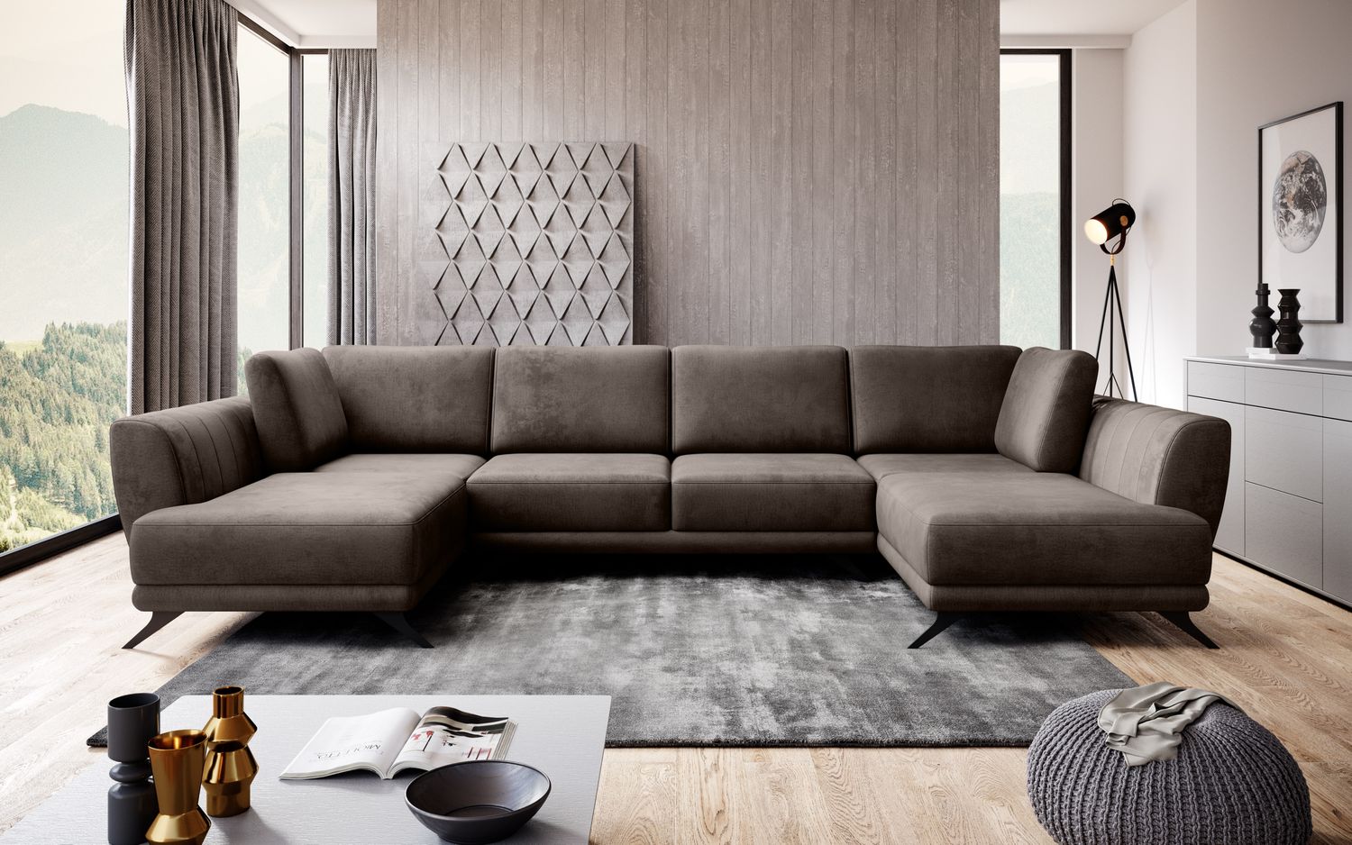 Corner Sleeper Sofa Larco 25 | size: Width: 362cm, Height: 90cm, Depth: 191cm | color: Nube | image: 1 | variant: 1014699