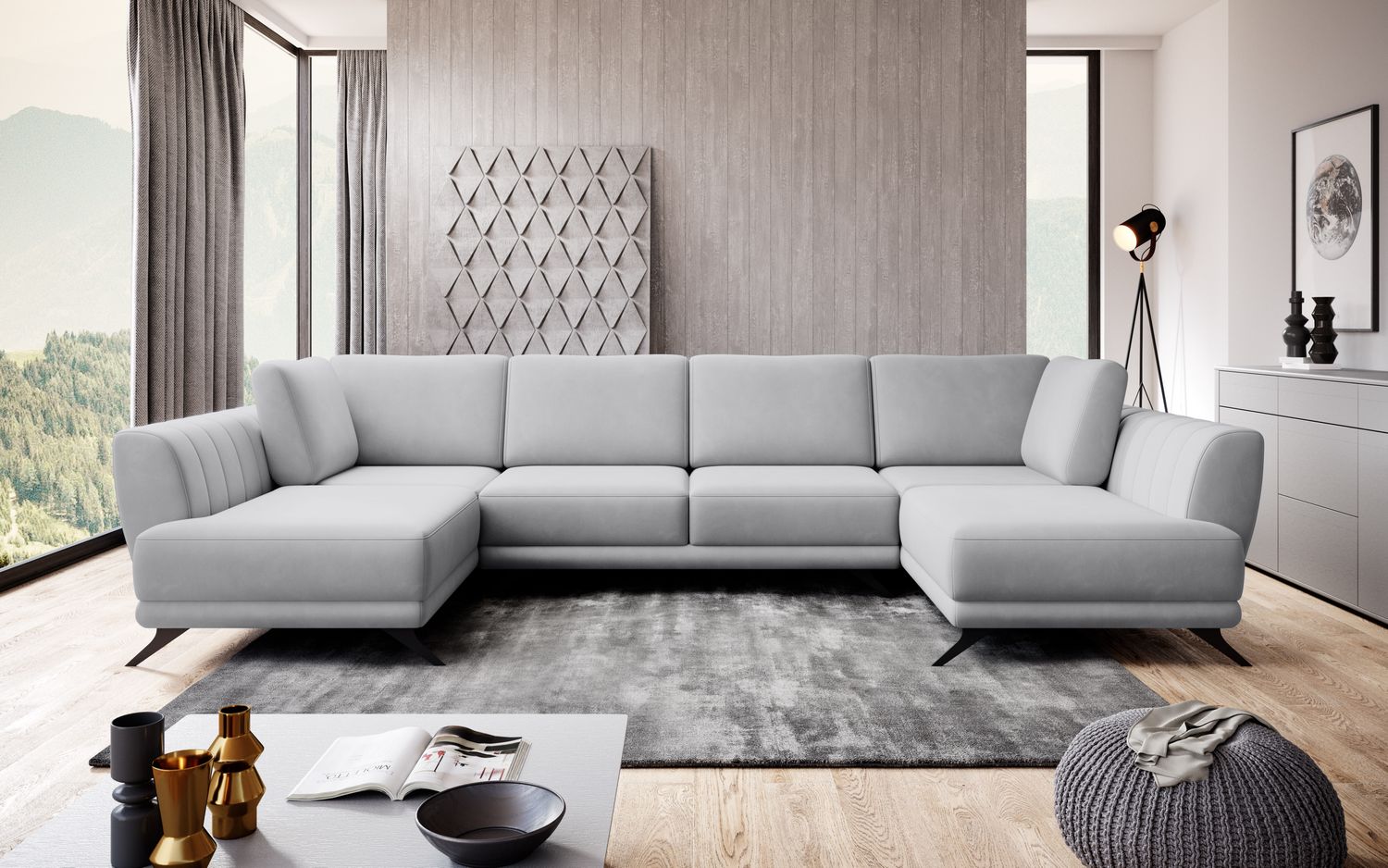 Corner Sleeper Sofa Larco 5 | size: Width: 362cm, Height: 90cm, Depth: 191cm | color: Sola | image: 1 | variant: 1014679
