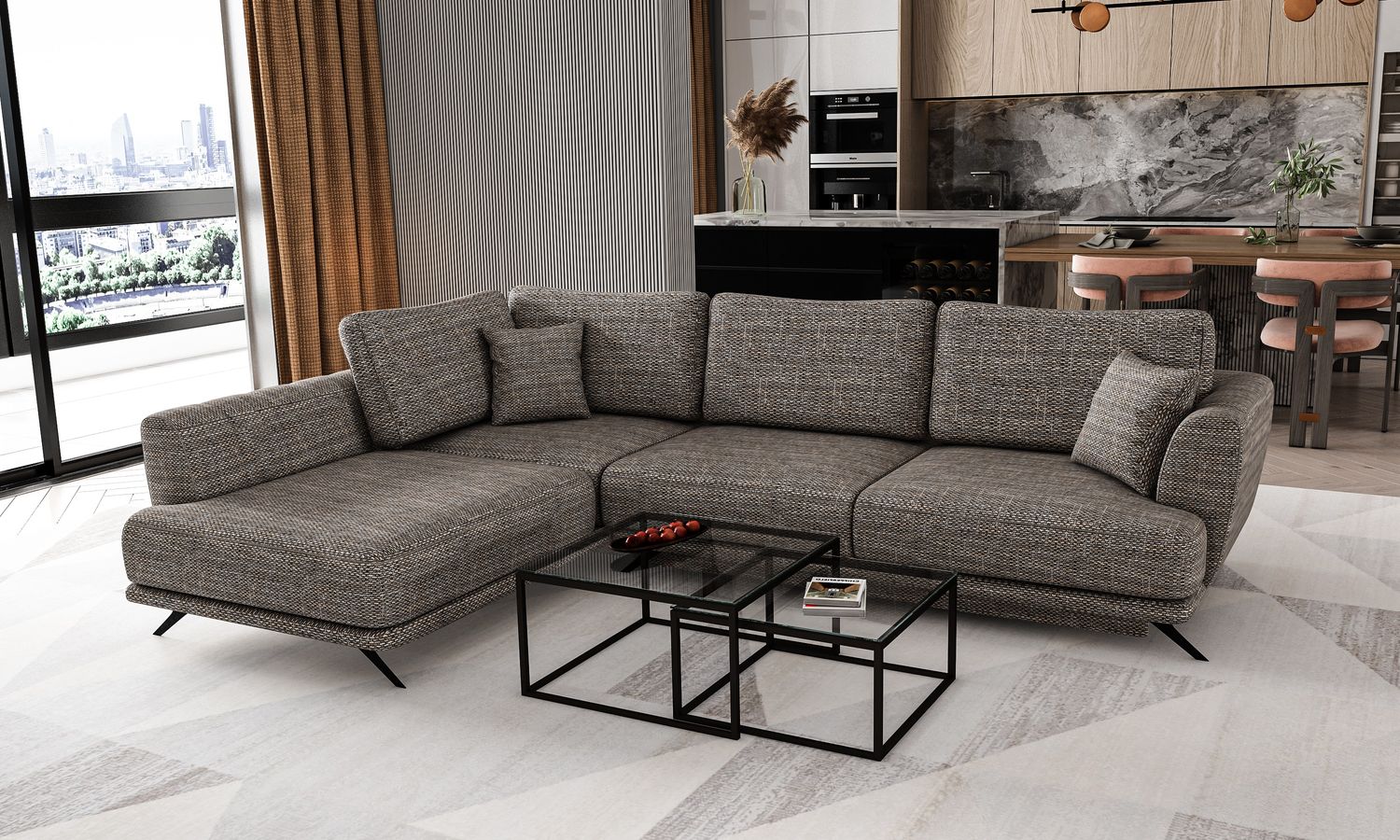 Corner Sleeper Sofa Larde 20 | size: Width: 276cm, Height: 90cm, Depth: 191cm | color: Marte | image: 1 | variant: 1014835