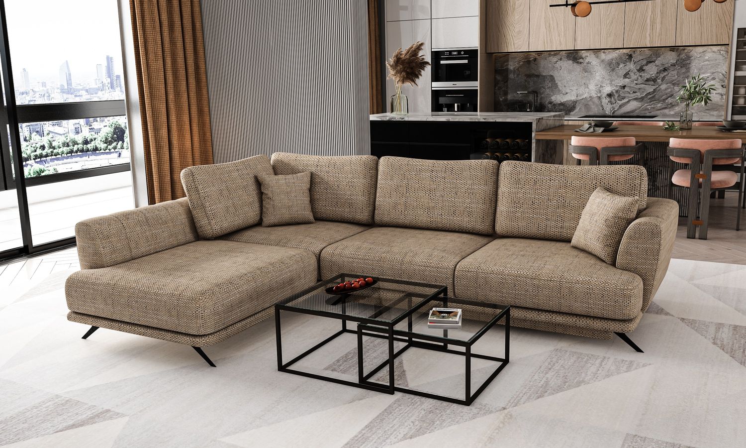 Corner Sleeper Sofa Larde 25 | size: Width: 276cm, Height: 90cm, Depth: 191cm | color: Marte | image: 1 | variant: 1014840