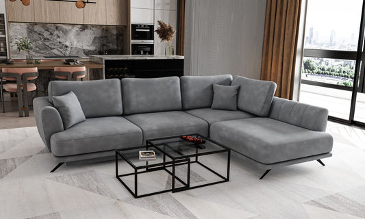 Corner Sleeper Sofa Larde 43 | size: Width: 276cm, Height: 90cm, Depth: 191cm | color: Nube | image: 1 | variant: 1014858