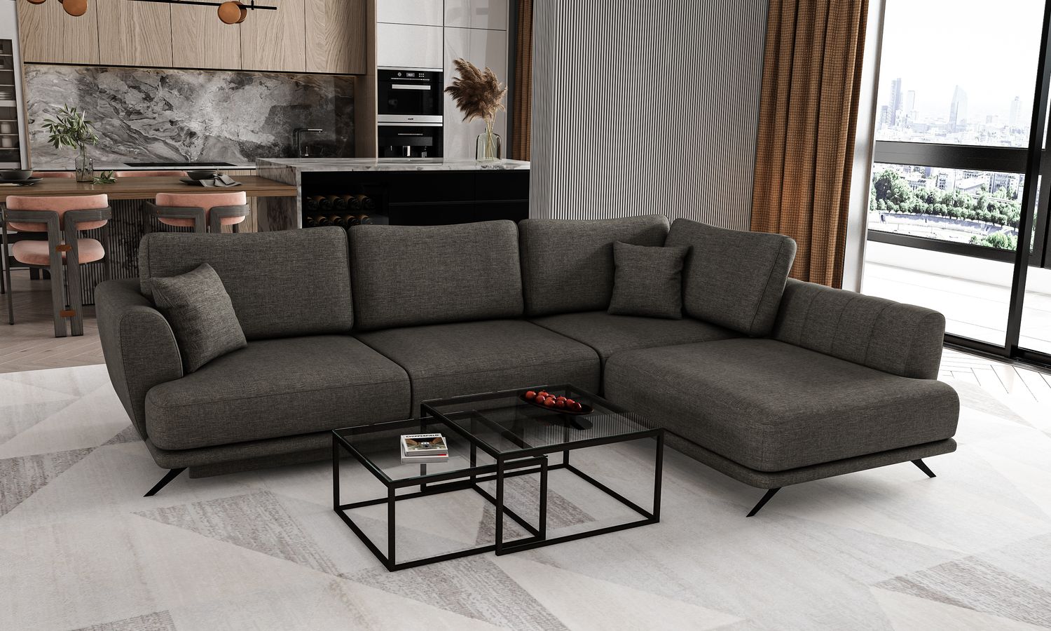 Corner Sleeper Sofa Larde 49 | size: Width: 276cm, Height: 90cm, Depth: 191cm | color: Flores | image: 1 | variant: 1014864