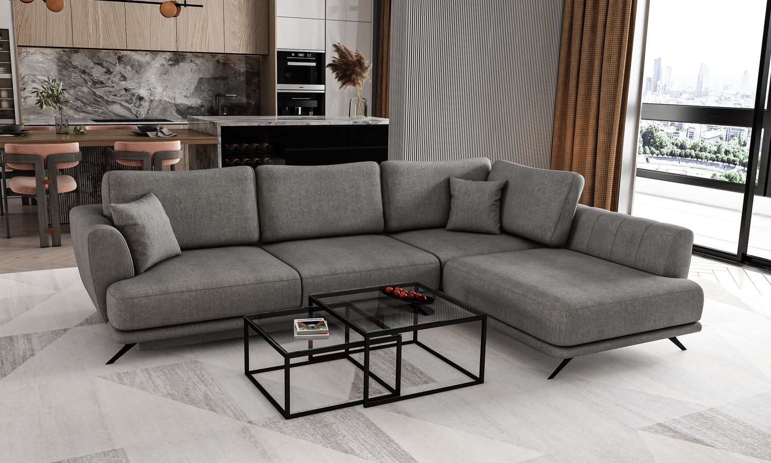 Corner Sleeper Sofa Larde 50 | size: Width: 276cm, Height: 90cm, Depth: 191cm | color: Gojo | image: 1 | variant: 1014865