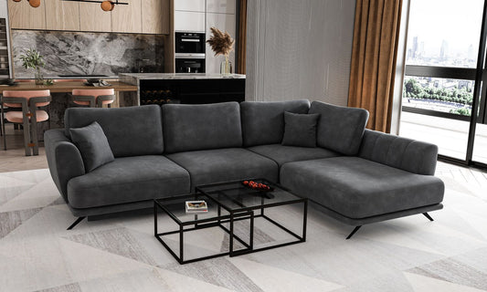 Corner Sleeper Sofa Larde 54 | size: Width: 276cm, Height: 90cm, Depth: 191cm | color: Nube | image: 1 | variant: 1014869