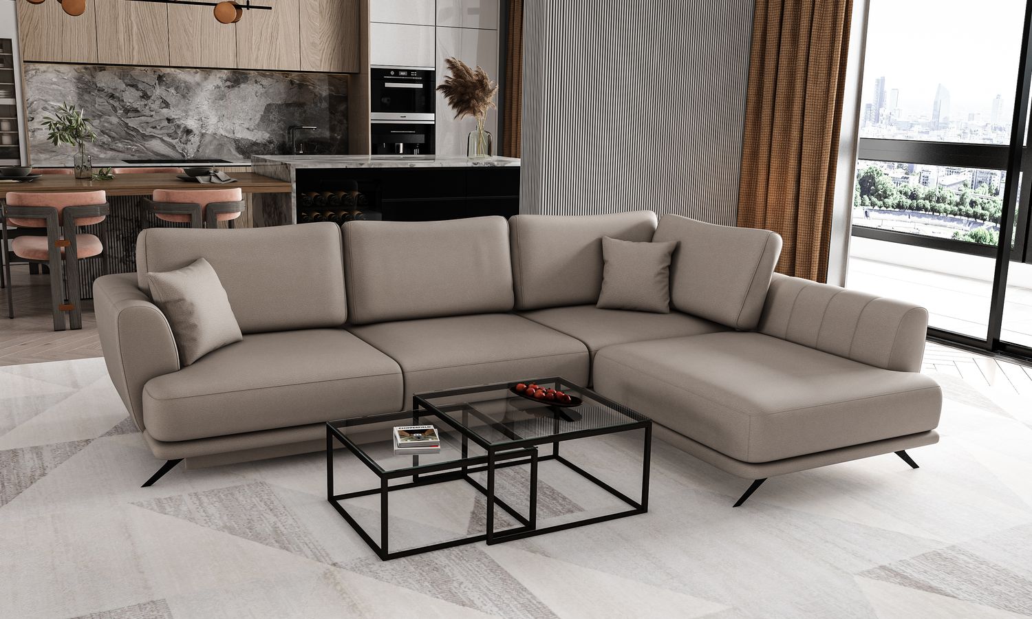 Corner Sleeper Sofa Larde 56 | size: Width: 276cm, Height: 90cm, Depth: 191cm | color: Savoi | image: 1 | variant: 1014871